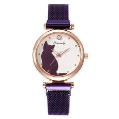 2020 Women Watches Simple A Watch Magnet Buckle Cute Cat Ladies Analog Quartz Wristwatches Magnet Buckle Gift NEW Montre Femme*M