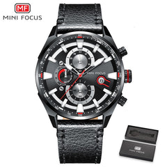 MINI FOCUS Top Brand Sport Watch For Men Luxury Casual Men Watches Fashion Leather Quartz Wrist Watch Men Waterproof Chronograph