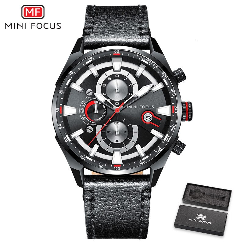 MINI FOCUS Top Brand Sport Watch For Men Luxury Casual Men Watches Fashion Leather Quartz Wrist Watch Men Waterproof Chronograph