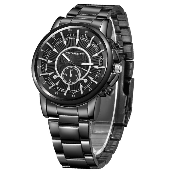 Luxury Watch Men Male relogio masculino Men's Business Watch Fashion Black Relojes Full Steel Wristwatch erkek kol saat DropShip