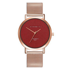 Simple Women Watches Black Dial Ladies  Quartz Wristwatch Rose Gold Mesh Belt Strap Casual Clock Gift Zegarki Damskie@50