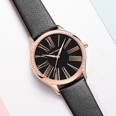 MINI FOCUS Black Watch Women Gold Watch Fashion Womans Watch Ladies Diamond Leather Designer Brand Luxury Women Watch Quartz