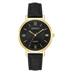 Geneva Brand Fashion Men's Watch Leather Belt  Wrist Watches Personality Roman Dial Male Clock Erkek Kol Saati
