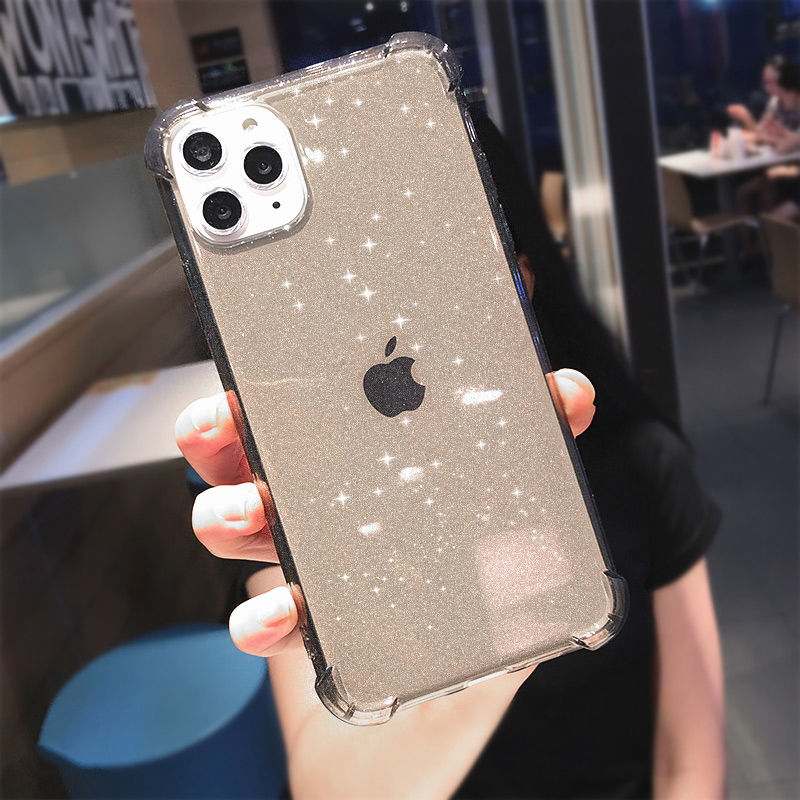 Glitter Powder Shining Anti-knock Phone Case For iPhone 11 11Pro Max X XR XS Max 8 7 6 6S Plus Transparent Soft TPU Back Cover