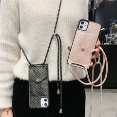 Fish-scale pattern Card slot Phone Case For iphone 11Pro Max X XR XS Max 7 8 6 6sPlus Leather Shockproof Back Cover With Lanyard
