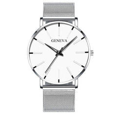 2020 Geneva Minimalist Watch Men Ultra Thin Blue Stainless Steel Mesh Belt Watches Man Business Casual Quartz Wrist Watch