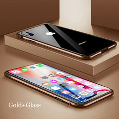 Front +Back 360 Magnetic Adsorption Metal Glass Case For iphone 7 8 Plus Phone Case For iphone 11 Pro Max XR X XS MAX 6 6S Cover
