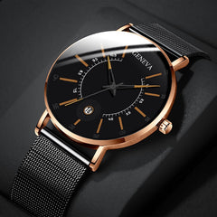 Ultra Thin Fashion Watch Mens Minimalist Watches Luxury Stainless Steel Men's Watches Analog Quartz Watch Relogio Masculino