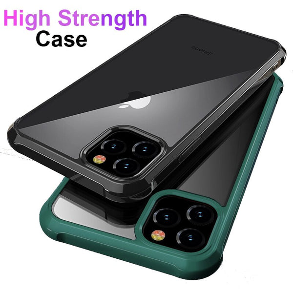 Transparent Acrylic Case For iPhone 11 Pro Max XS XR X knockproof Silicone Bumper Clear Back Strength Cover For iPhone 7 8 Plus