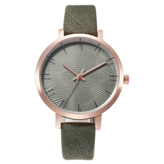Women Watches Personality Water Wave Dial Analog Quartz Wristwatches Ladies Soild Color Leather Strap Clock Relogio Feminino@50