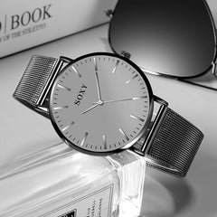Men's Watch SOXY Brand Deluxe Quartz Clock Simple Dial Stainless Steel Strap Watch for Men Relogio Masculino Zegarek Meski