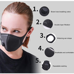 PM2.5 Anti Pollution Face Mask Dust Respirator Washable Mouth Masks With Valve Non-woven Unisex Mouth Muffle
