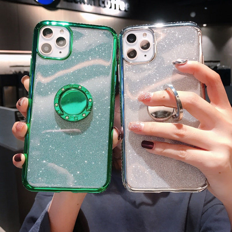 Glitter Powder Transparent Phone Case For iPhone 11 Pro Max XR X XS Max 8 7 6 6SPlus Shining Soft Silicone Shockproof Back Cover