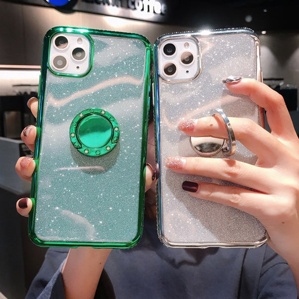 Glitter Powder Transparent Phone Case For iPhone 11 Pro Max XR X XS Max 8 7 6 6SPlus Shining Soft Silicone Shockproof Back Cover