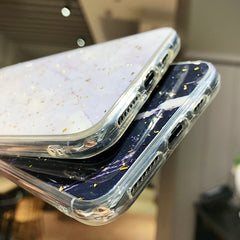 Gold Foil Epoxy Marble Phone Case For iPhone 11 Pro Max X XS Max XR Glitter Soft TPU Back case For iPhone 7 8 6 6s Plus cover