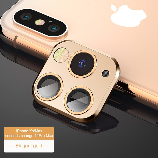Modified Metal Sticker Camera Lens Seconds Change Cover For iPhone X XS MAX Fake Camera For iPhone 11 Pro Max Glass Protector