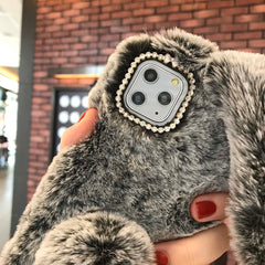 3D Rabbit Ears Furry Plush Warm Phone Case for iPhone 11 11Pro XR X XS Max 8 7 6 6s Case fluffy Fur Cover for iPhone 11 Pro Max