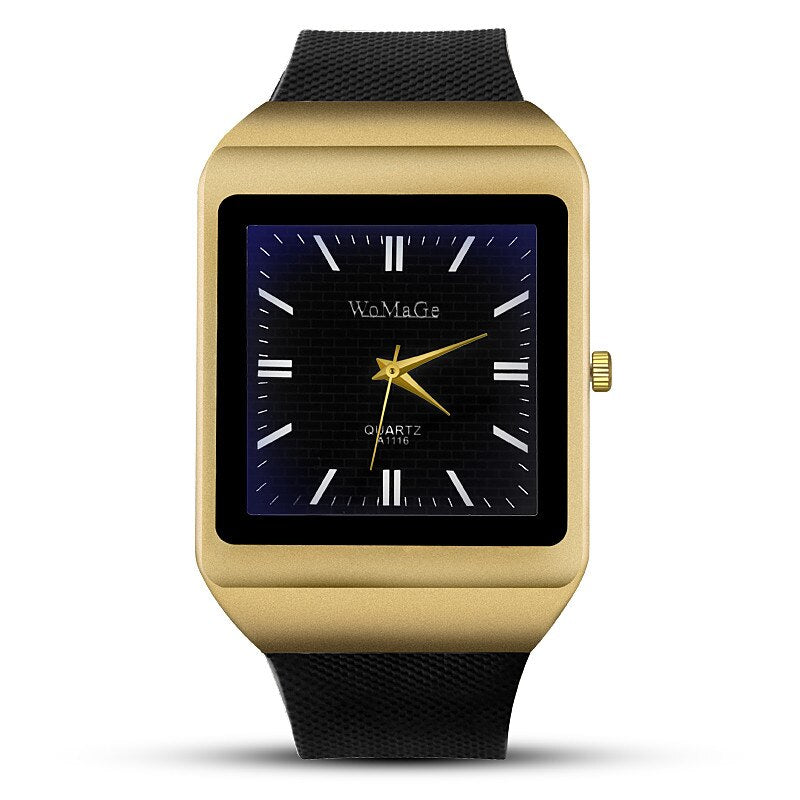 Hot Sale WoMaGe Brand Gold Case Men's Watch Casual Fashion Unisex Watches Clock Kol Saati Silicone Wristwatch Masculino Relojes