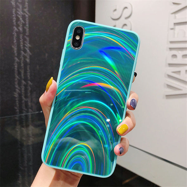 Gradient Rainbow Laser Case For iPhone 11 11 Pro Max XR XS Max X 8 7 6 6S Plus Acrylic Glossy Aurora Shells For iPhone 11 11 Pro