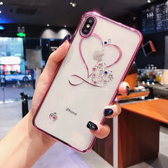 TIKITAKA Bling Crystal Heart Phone Cases For iphone 7 6 6S Plus Case thin Clear Soft TPU Rose Gold Plating Glitter Diamond Cover
