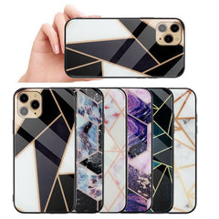 Glass  Case For iPhone 11 X XS MAX XR 6 6S 7 8 Plus Phone Cases Tempered Glass Geometric Marble Pattern Cover For iPhone XS Max