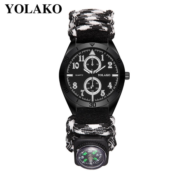 Outdoor Military Table Nylon Woven Color Rope Men's Watch Relogio Masculino Double Dial Digital Compass Dial Men Clock