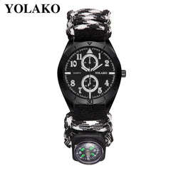 Outdoor Military Table Nylon Woven Color Rope Men's Watch Relogio Masculino Double Dial Digital Compass Dial Men Clock