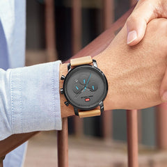 MINI FOCUS Watches Mens 2019 Fashion Quartz Sport Watches For Men Multi-function Slim Men's Watch Leather Watch Men Wristwatch