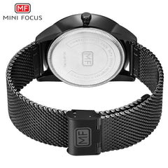 MINI FOCUS Wrist Watch Men Top Brand Luxury Famous Male Clock Mens Watches Quartz Calendar Stainless Steel Mesh Strap Relogio