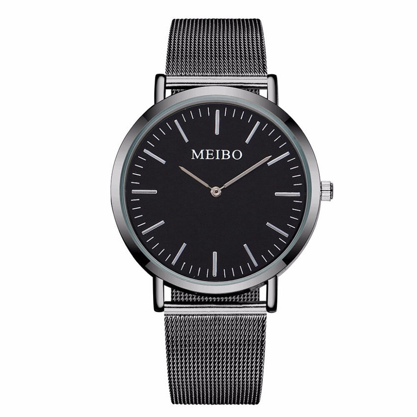 Fashion Men's Watch Popular Rose Gold Ultra-thin Dial Simple Unisex Watch Quartz Clock Mesh Watch Erkek Kol Saati