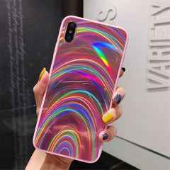 Gradient Rainbow Laser Case For iPhone 11 11 Pro Max XR XS Max X 8 7 6 6S Plus Acrylic Glossy Aurora Shells For iPhone 11 11 Pro