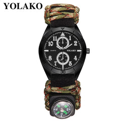 Outdoor Military Table Nylon Woven Color Rope Men's Watch Relogio Masculino Double Dial Digital Compass Dial Men Clock