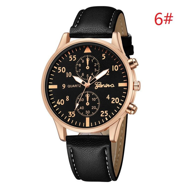 Men's Watch New Fashion Sports Time Leather Strap Military Watches Chronograph Quartz Clock Relogio Masculino