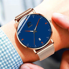 2020 Fashion Mens Business Minimalist Watches Luxury Ultra Thin Stainless Steel Mesh Belt Analog Quartz Watch relogio masculino