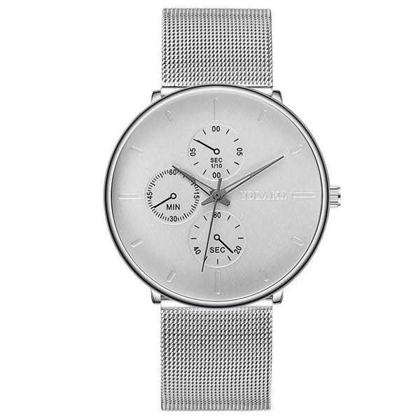 2020 Fashion Mens Business Blue Stainless Steel Mesh Belt Quartz Wrist Watch Luxury Men Ultra Thin Casual Classic Watch