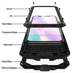 Heavy Duty Shockproof Armor Protective Case for iPhone 11 Pro Max XR XS Max Metal Aluminum Dust-proof phone Cover with Kickstand