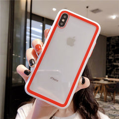 Colorful Frame Shockproof Tempered Glass Phone Case For iphone 11Pro Max XR XS Max 8 7 6 6s Plus Silicone Transparent Back Cover