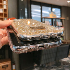 Shiny gold foil Transparent Phone Case For iPhone 11 Pro Max XR XS Max X 8 7 6S Plus Luxury silver foil soft silicone Back Cover