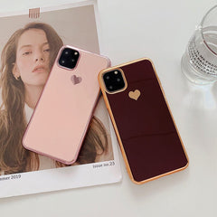 Electroplated love heart Phone Case For iPhone 11 11Pro Max XR XS X XS Max 7 8 6 6S Plus Shockproof Protective Back Cover Conque