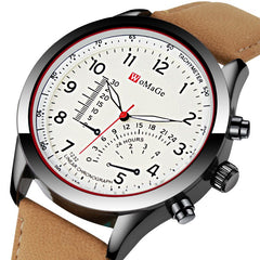 Womage Fashion Quartz Men Watch PU Leather Casual Sport Military Masculion Wristwatch Male Clock Zegarek Meski Relogio Masculino