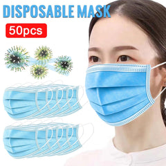 50pcs 3 Layer Disposable Protective Face Mouth Masks Anti PM2.5 Dustproof Facial Protective Cover Safety Masks