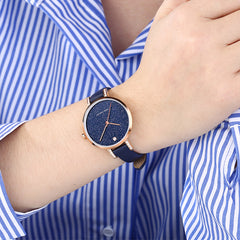 MINI FOCUS Fashion Simple Ultra Slim Dial Luxury Dress Starry Sky Watch Brand Rose Gold Watch Women Watches Leather Wristwatch