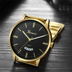 Men's Watch Mesh with Metallic Large Dial Military Quartz Sport Watch Elegant Men's Watch Calendar Relogio Masculino