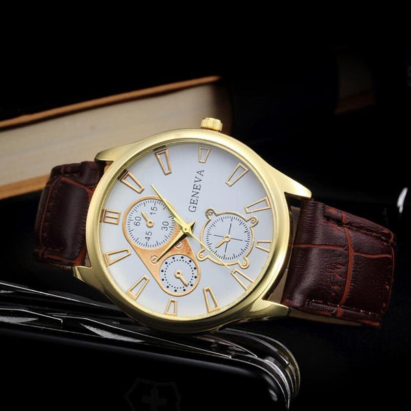 New Geneva Fashion Men's Watch Masculino Relogios PU Leather Retro Quartz Casual Male Clock Erkek Kol Saati
