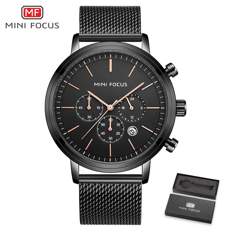 MINI FOCUS Men Watches 2019 Luxury Brand Mens Watches Quartz Stainless Steel Chronograph Watch Sport Clock Men's Wrist Watch