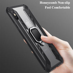 Shockproof Armor Phone Case For iPhone 11 Pro Max XR XS Max 8 7 6 6S Plus Transparent Magnetic Finger Ring Soft Silicone Cover