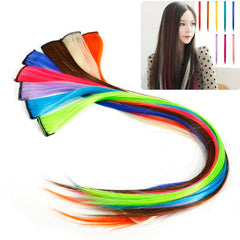 New Fashion 55cm Long Wig Piece Hair Tinsel Sparkle Glitter Highlight False Hair Strand Party Makeup Hair Extensions Accessories