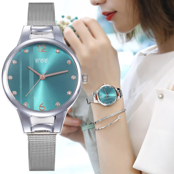 Best Selling Women Watches Glass Gemstone Dial Ladies Quartz Wristwatch Design Rhinestone Alloy Strap Clock Gift Montre Femme@50