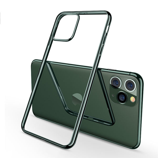 Midnight Green Plating Case for iPhone 11 Pro Max Luxury Soft Silicone Transparent Phone Case for iPhone 11 X XR XS Max 8 7 6 6s