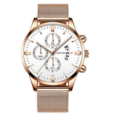 Fashion Mens Watch Stainless Steel Mesh Band Calendar Watches Montre Homme Luxury Casual Business Quartz Watch Gifts for Men